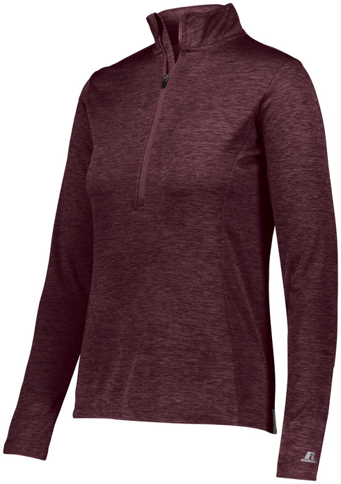 Russell Athletic Ladies Dri-Power Lightweight 1/4 Zip Pullover (QZ7EAX), Color 'Maroon'